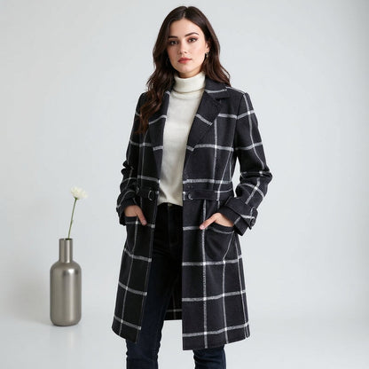 Valeria | Eleganter karierter Mantel aus Wolle