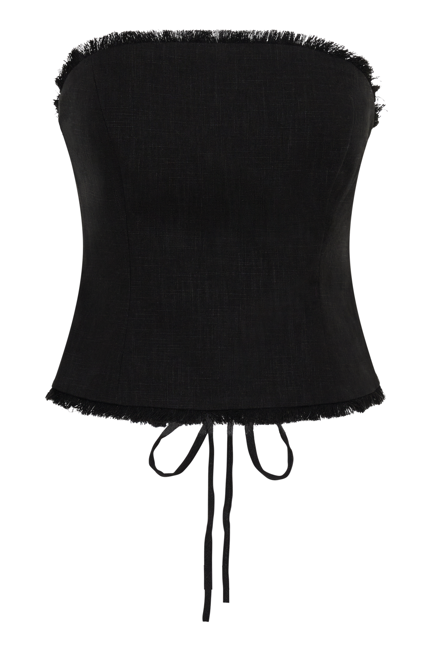 Annie Strapless Tie Back Leinenoberteil - Schwarz