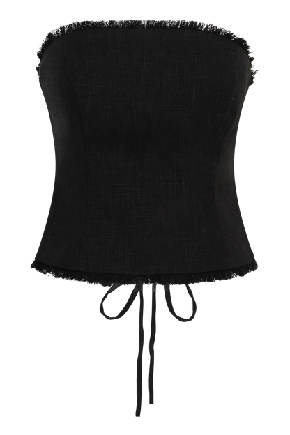 Annie Strapless Tie Back Leinenoberteil - Schwarz