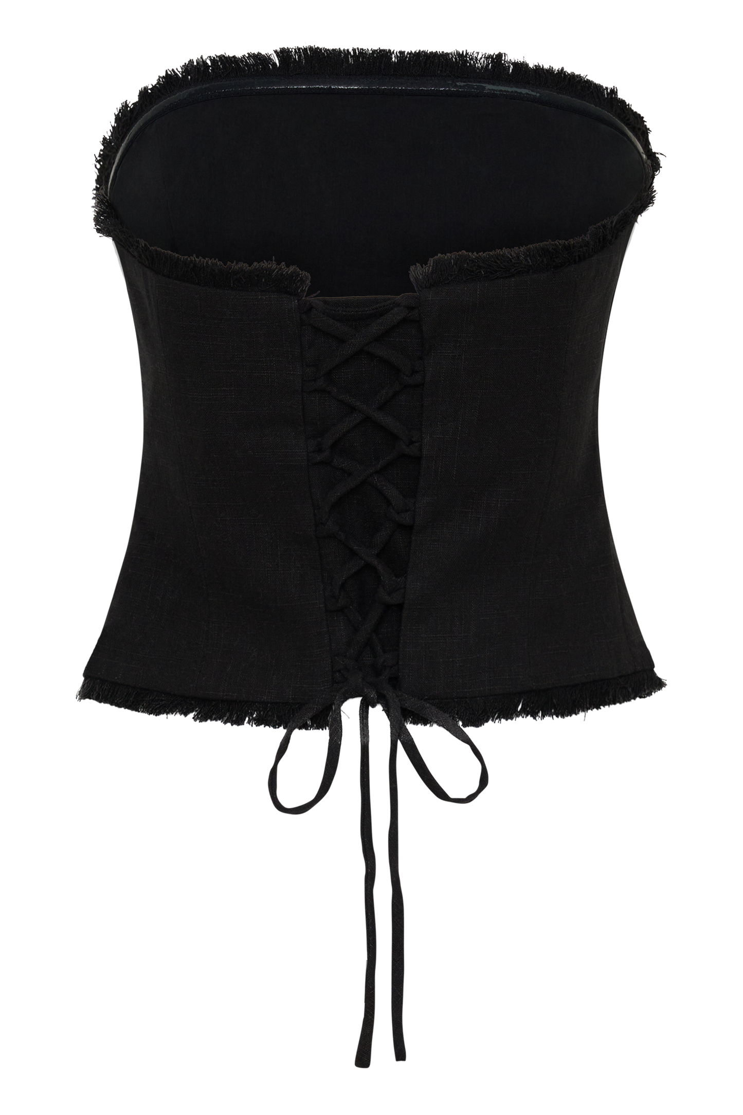 Annie Strapless Tie Back Leinenoberteil - Schwarz