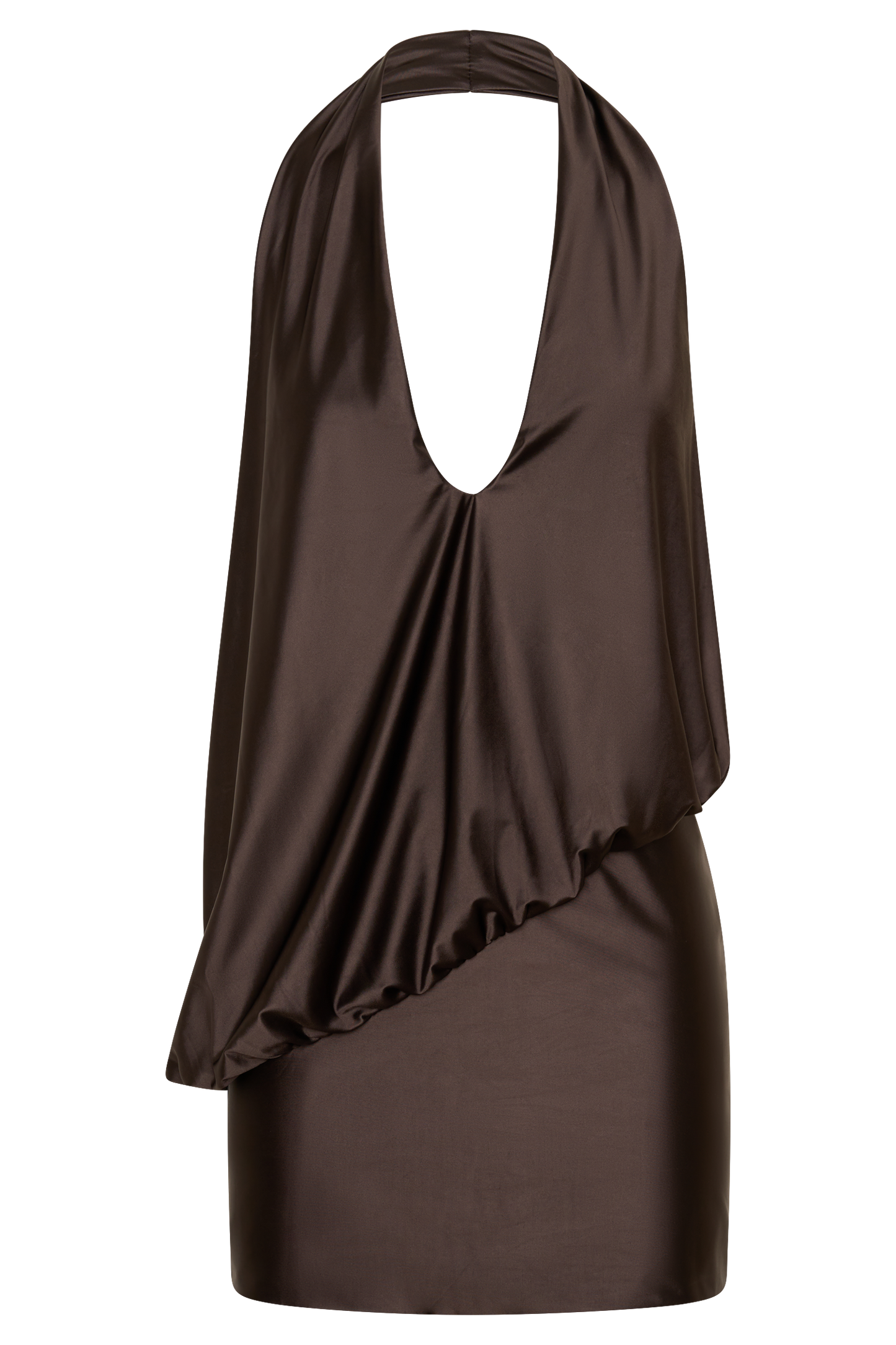 Arabel Drapiertes Halter-Minikleid - Schokolade