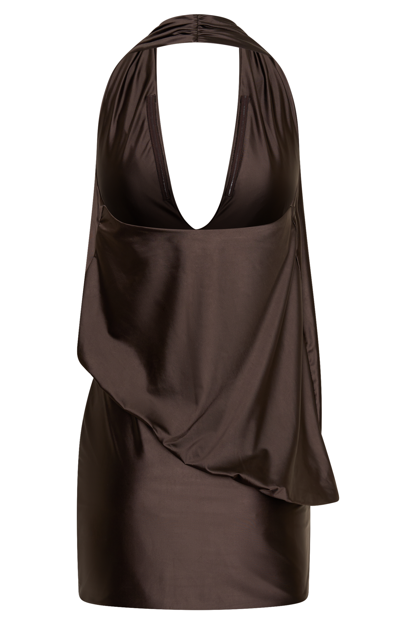 Arabel Drapiertes Halter-Minikleid - Schokolade