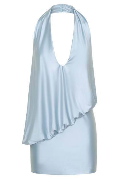 Arabel Drapiertes Halter-Minikleid - Hellblau