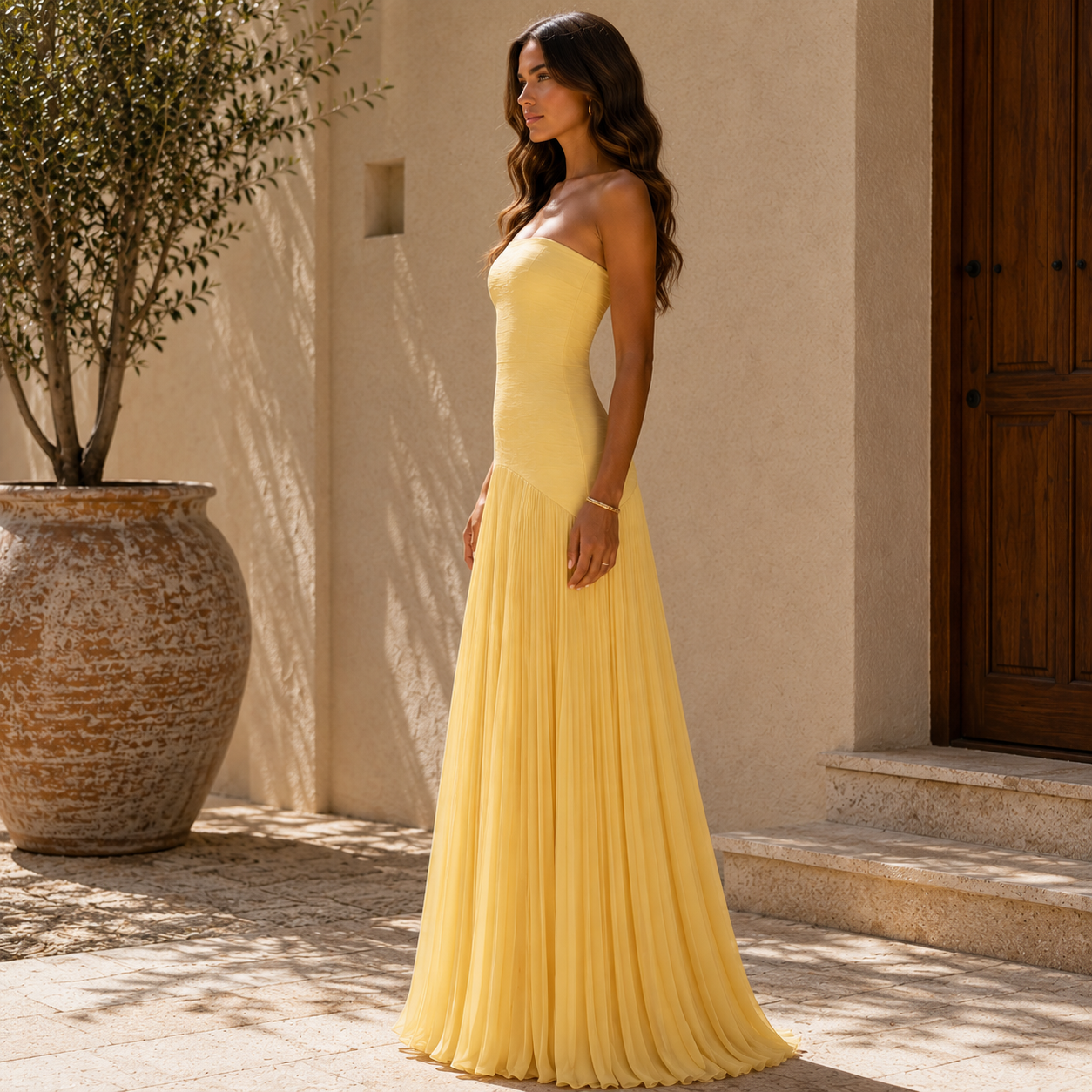 Kleid mit schulterfreiem Design