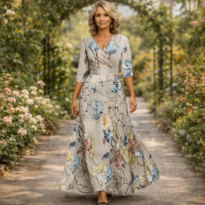 Lillian | Fließendes Maxikleid im Wickelstil