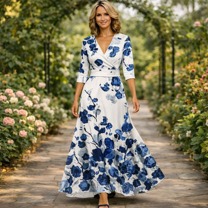 Lillian | Fließendes Maxikleid im Wickelstil