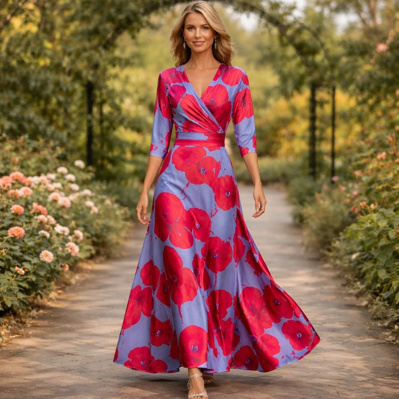Lillian | Fließendes Maxikleid im Wickelstil