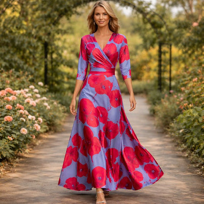 Lillian | Fließendes Maxikleid im Wickelstil
