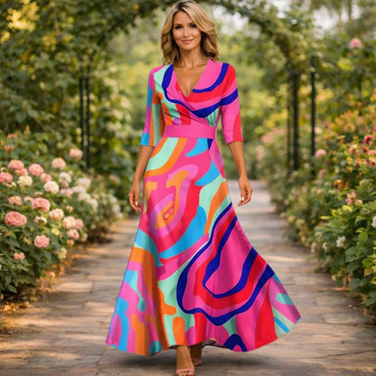 Lillian | Fließendes Maxikleid im Wickelstil