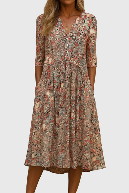 Harlow | Anmutiger V-Ausschnitt Eleganz Midikleid