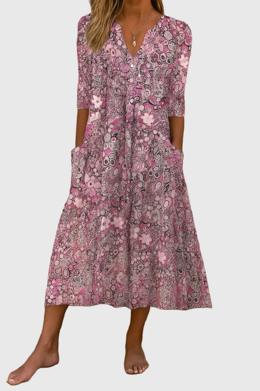 Harlow | Anmutiger V-Ausschnitt Eleganz Midikleid