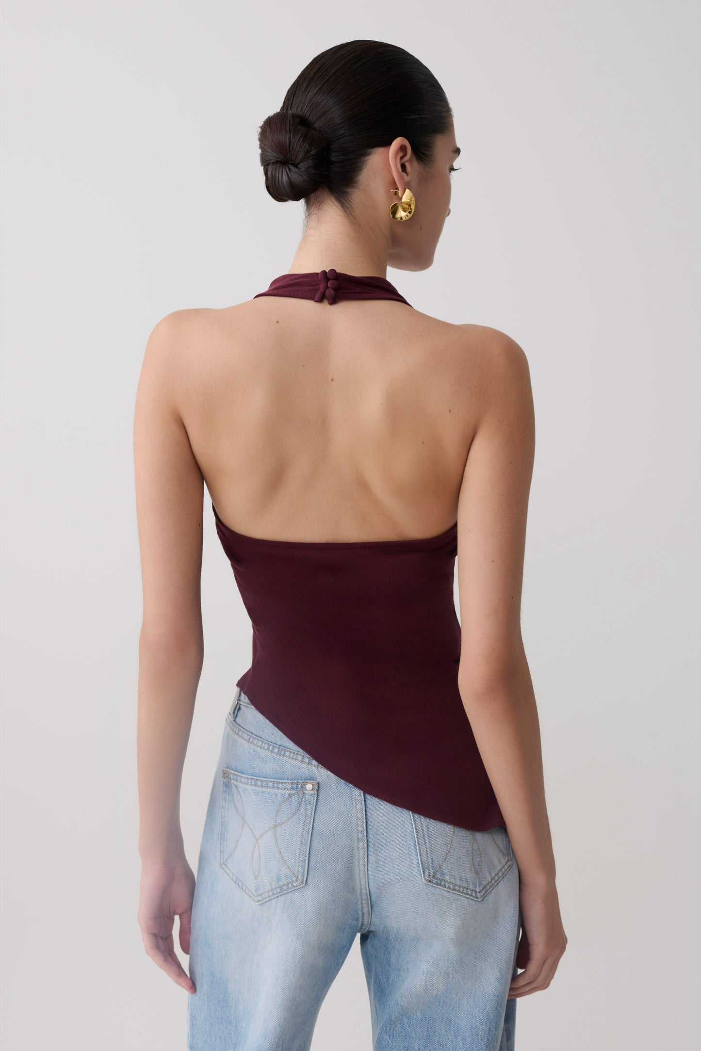Clea Relaxed Sheer Haltertop - Burgunder