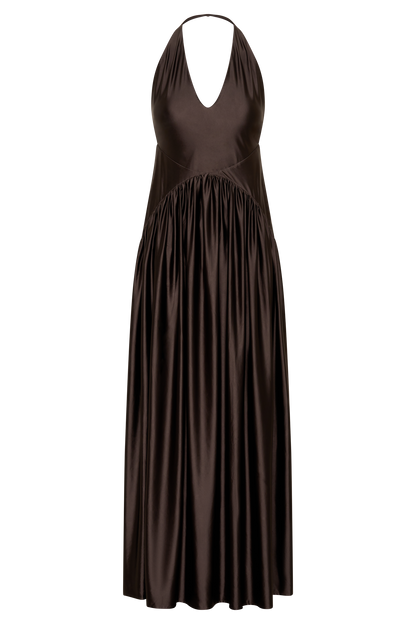 Cypress Halter Maxi Kleid - Schokolade