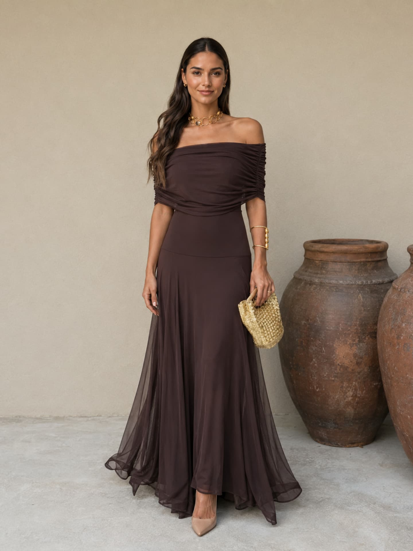 Toledo Kleid in Braun