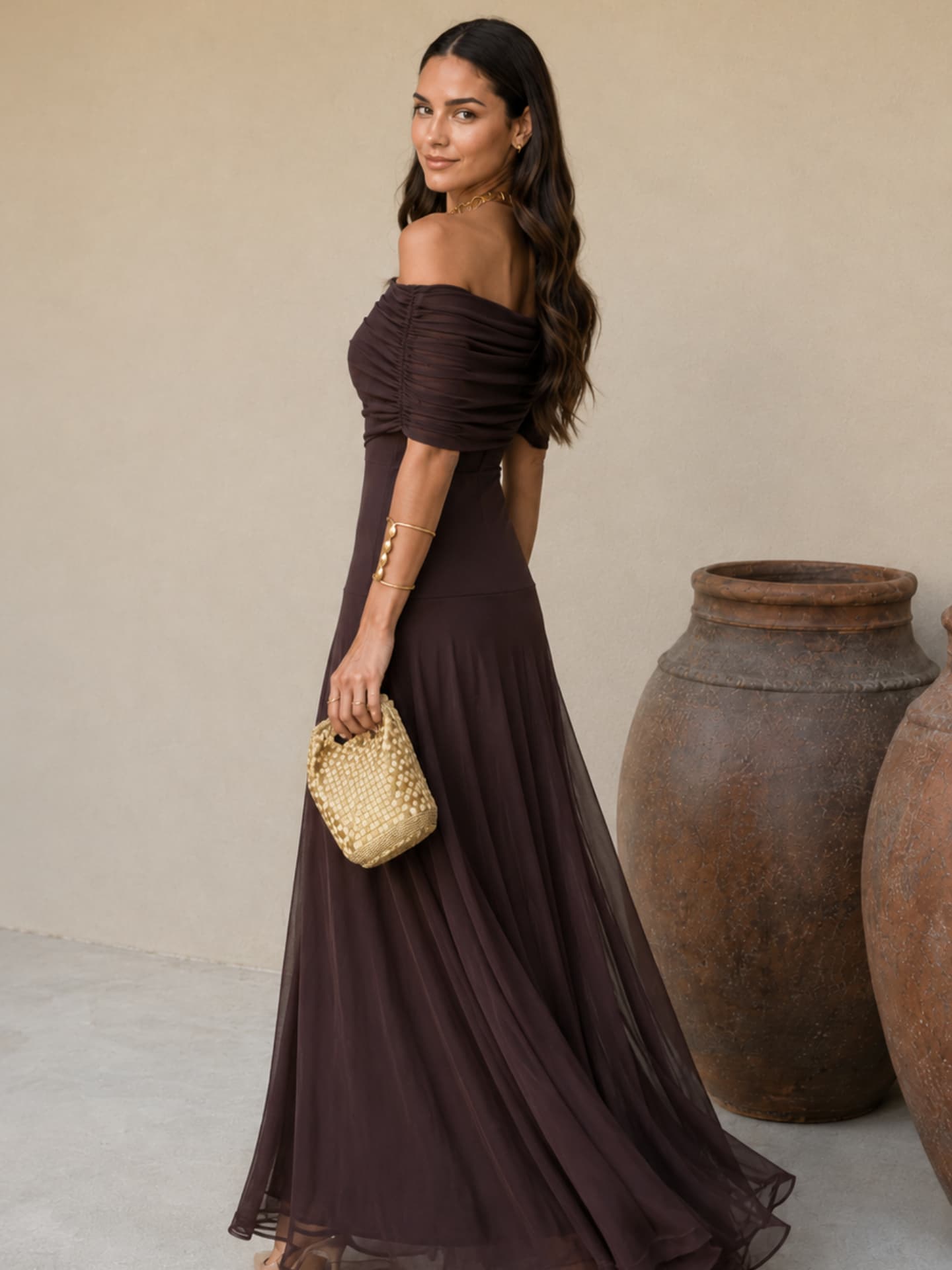 Toledo Kleid in Braun