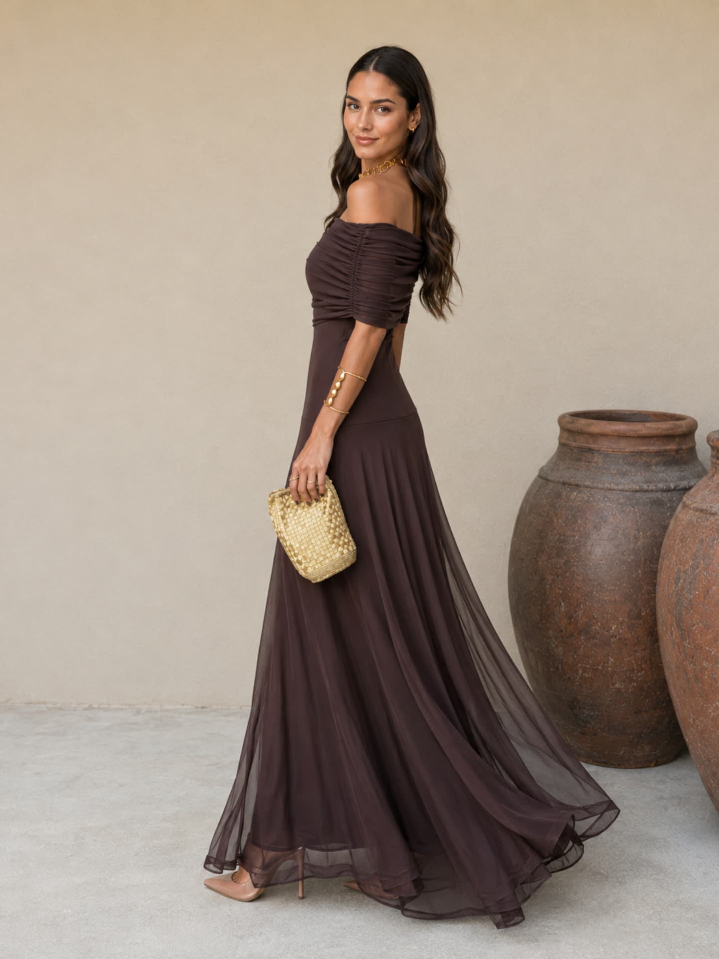 Toledo Kleid in Braun