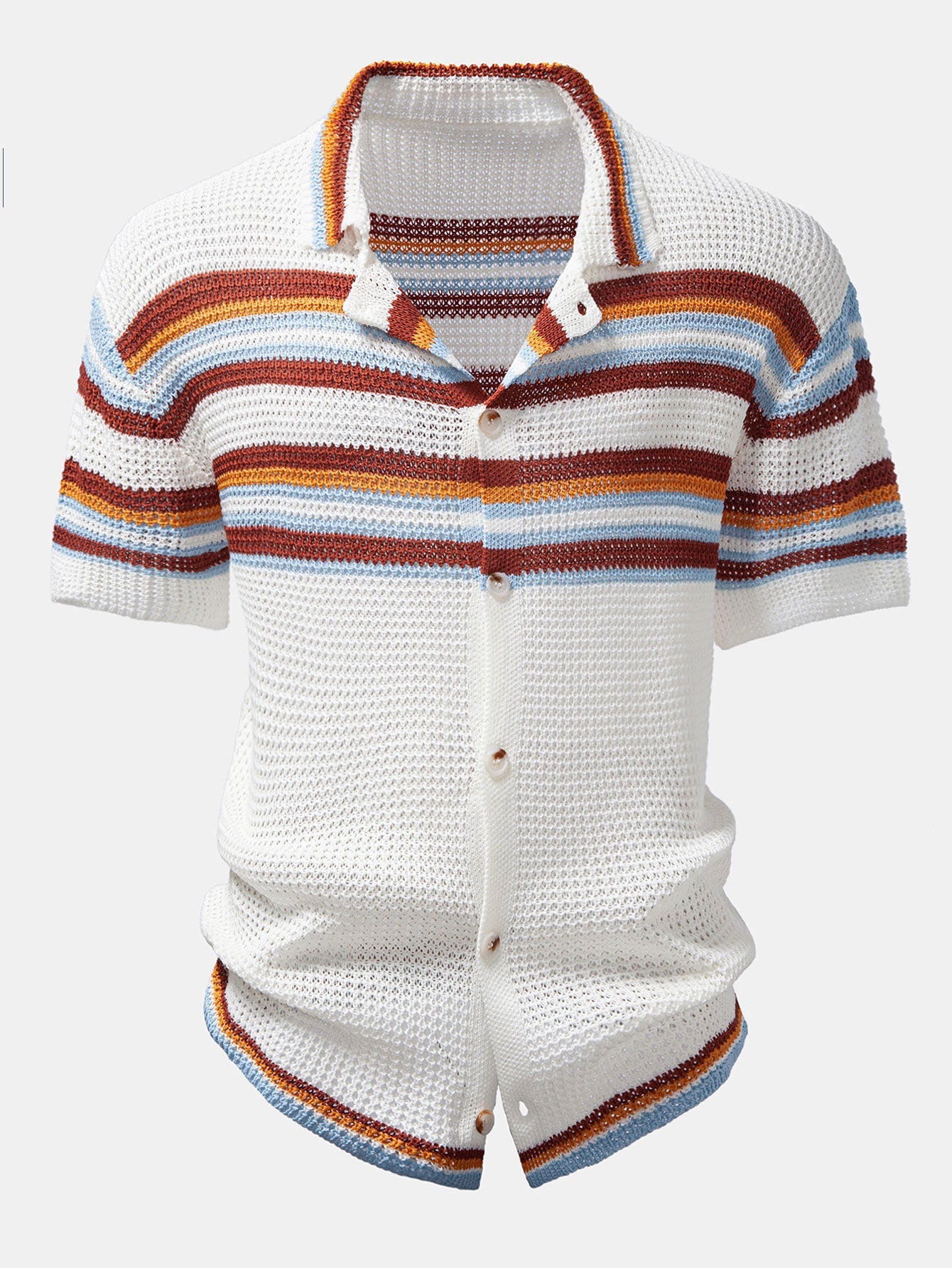 Gestreiftes Button-Up Strickhemd & Gerade Bein Leinenhose