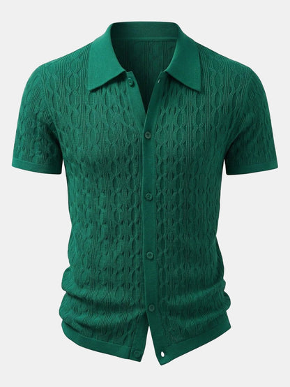 Verdrehtes Jacquard-Strickhemd & Slim Fit Tapered Hose