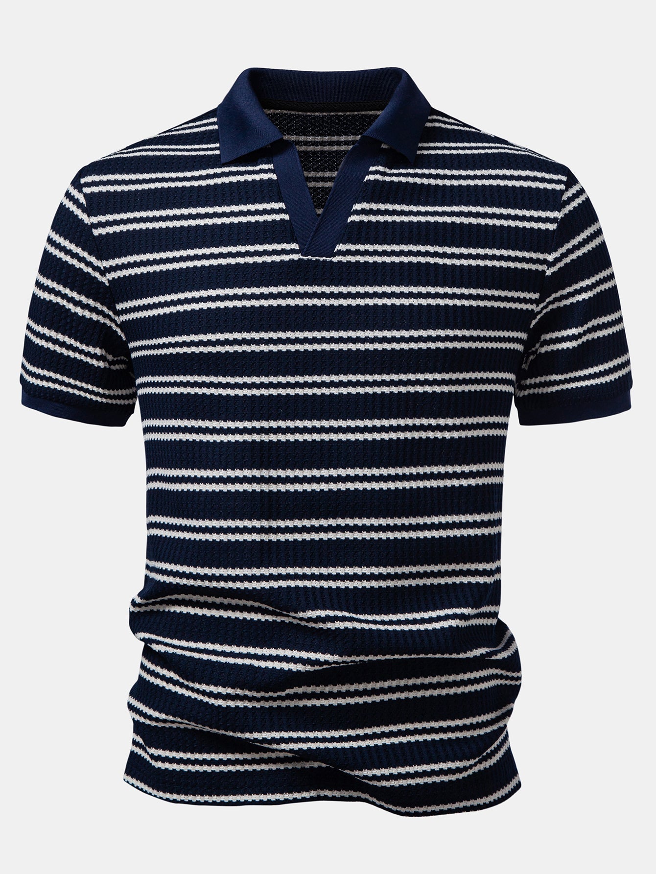 Streifen Waffel Johnny Kragen Polo & Slim Fit Schmal geschnittene Hose