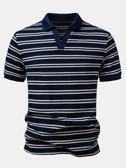Streifen Waffel Johnny Kragen Polo & Slim Fit Schmal geschnittene Hose