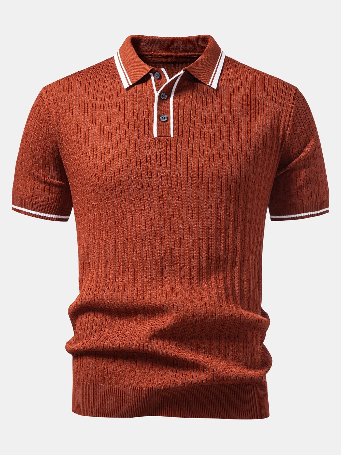 Kontrastbesatz Gedrehtes Jacquard Strick Polo & Slim Fit Tapered Hose