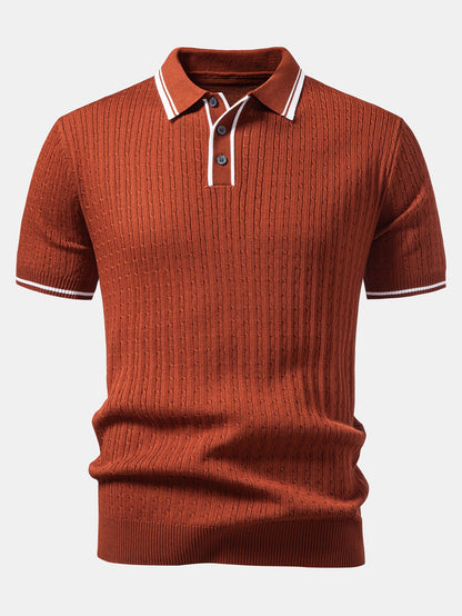 Kontrastbesatz Gedrehtes Jacquard Strick Polo & Slim Fit Tapered Hose