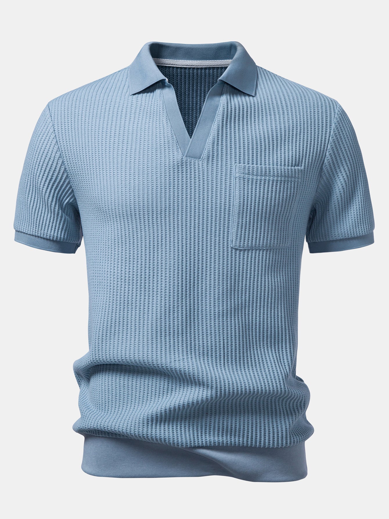 Waffel Johnny Kragen Polo mit Tasche & Kordelzug gestrickte Waffel Shorts
