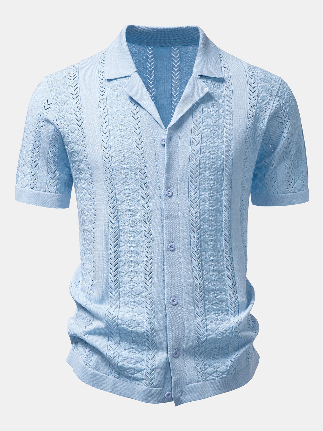 Texturiertes Jacquard-Offene Strickshirt & Crinkle-texturierte Gerade Hosen