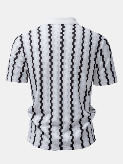 Kariertes Jacquard Hemd mit Knöpfen & Gerade geschnittene Leinenhose