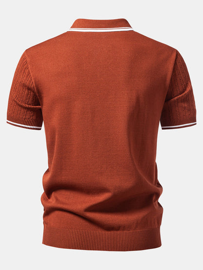 Kontrastbesatz Gedrehtes Jacquard Strick Polo & Slim Fit Tapered Hose