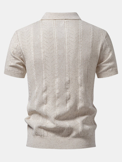 Leinenstrukturiertes Strickpolo & gerade geschnittene Leinenhose