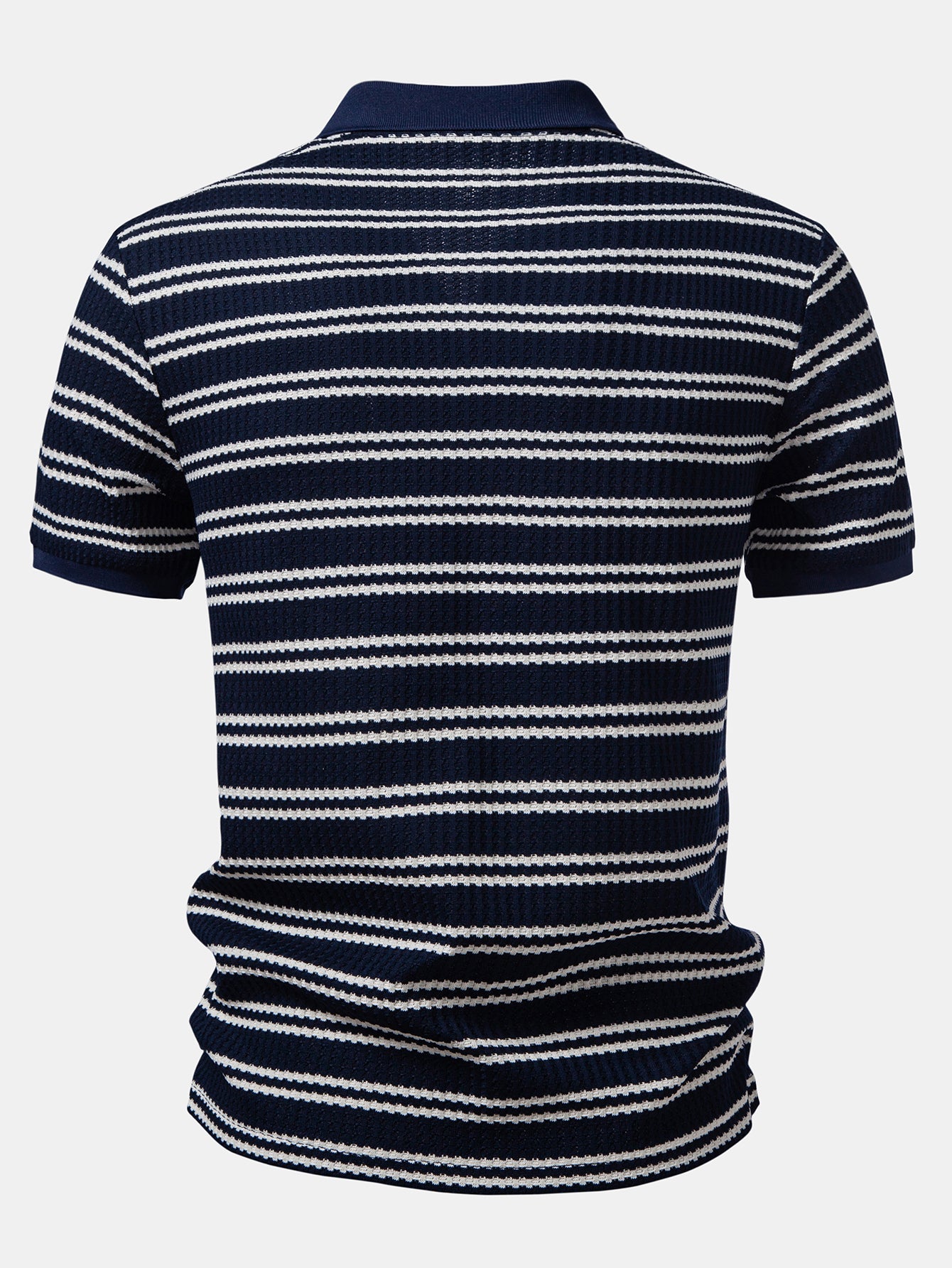 Stripe Waffle Johnny Kragen Polo & Gerade Beinform Leinenhose