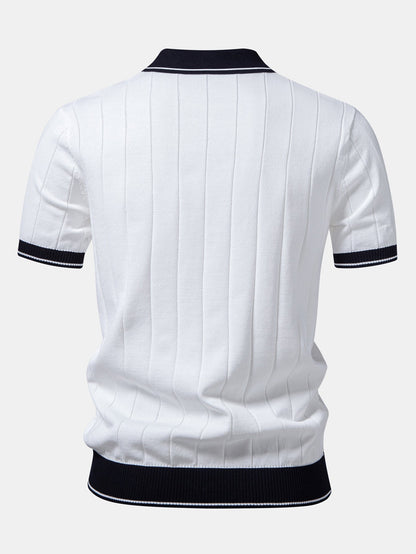 Kontrastbesatz Ribbed Johnny Kragen Strick Polo & Slim Fit Tapered Hose