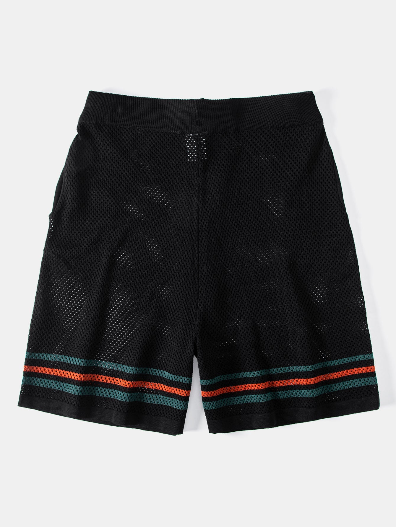 Gestreiftes Button-Up Strickhemd & Shorts mit Kordelzug