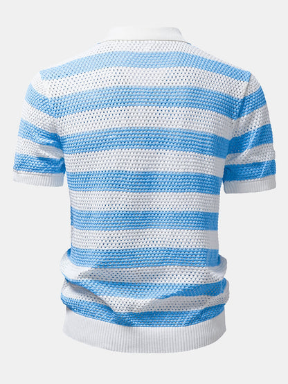Streifen V-Ausschnitt Offenes Strickshirt & Crinkle Texturierte Gerade Hosen