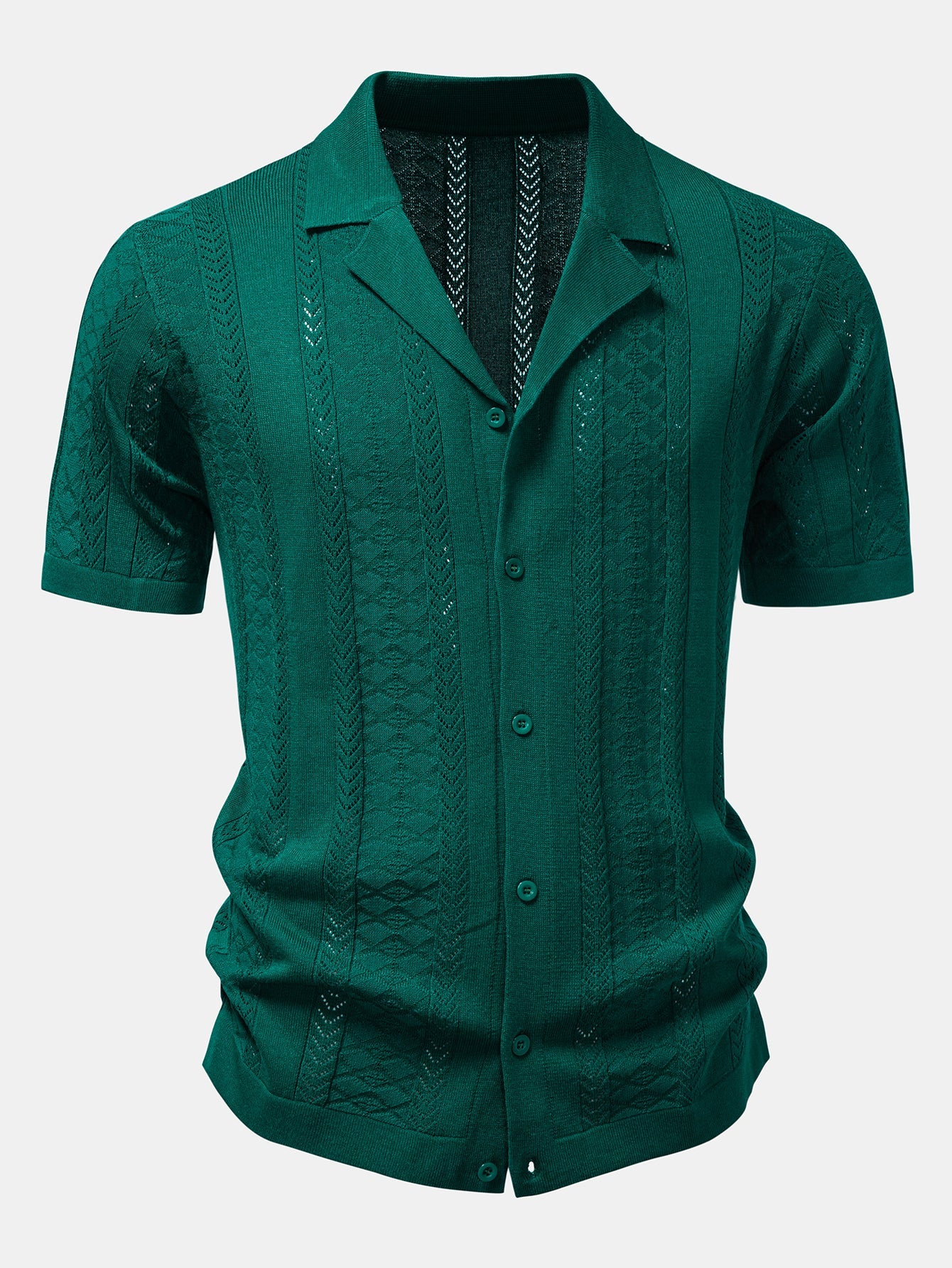 Texturiertes Jacquard-Offene Strickshirt & Crinkle-texturierte Gerade Hosen