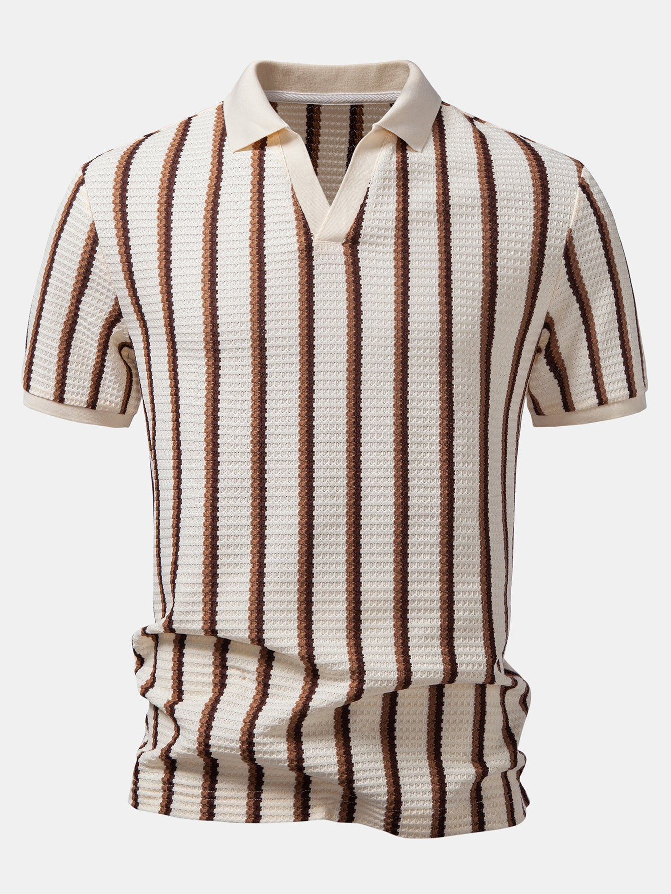 Waffle Stripe Johnny-Kragen Polo & Gerade Bein Leinenhose