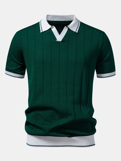 Kontrastbesatz Ribbed Johnny Kragen Strick Polo & Slim Fit Tapered Hose