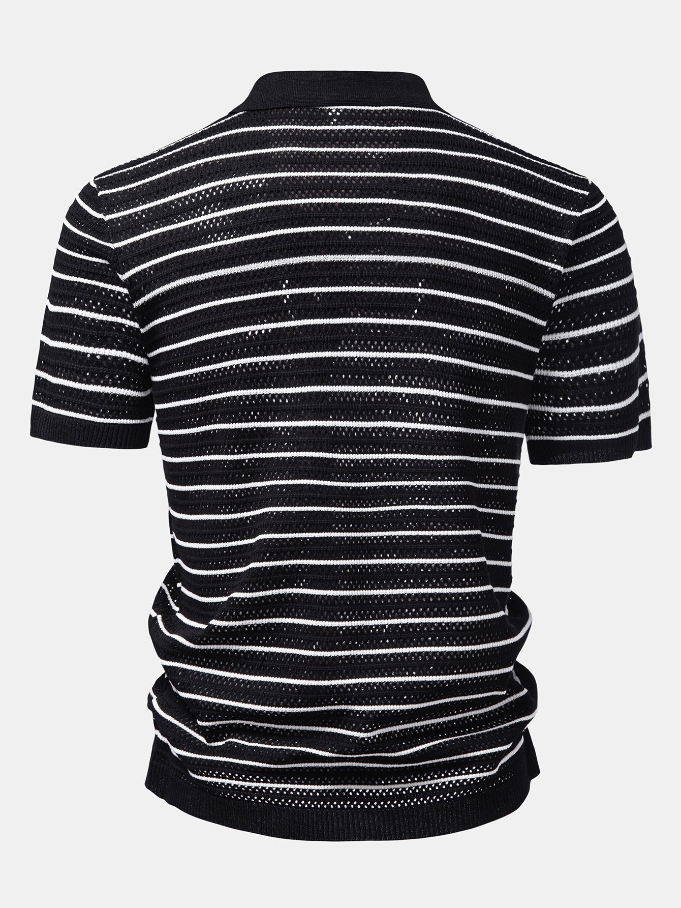 Streifen Offenes Strickshirt & Crinkle Texturierte Drawstring 5" Shorts