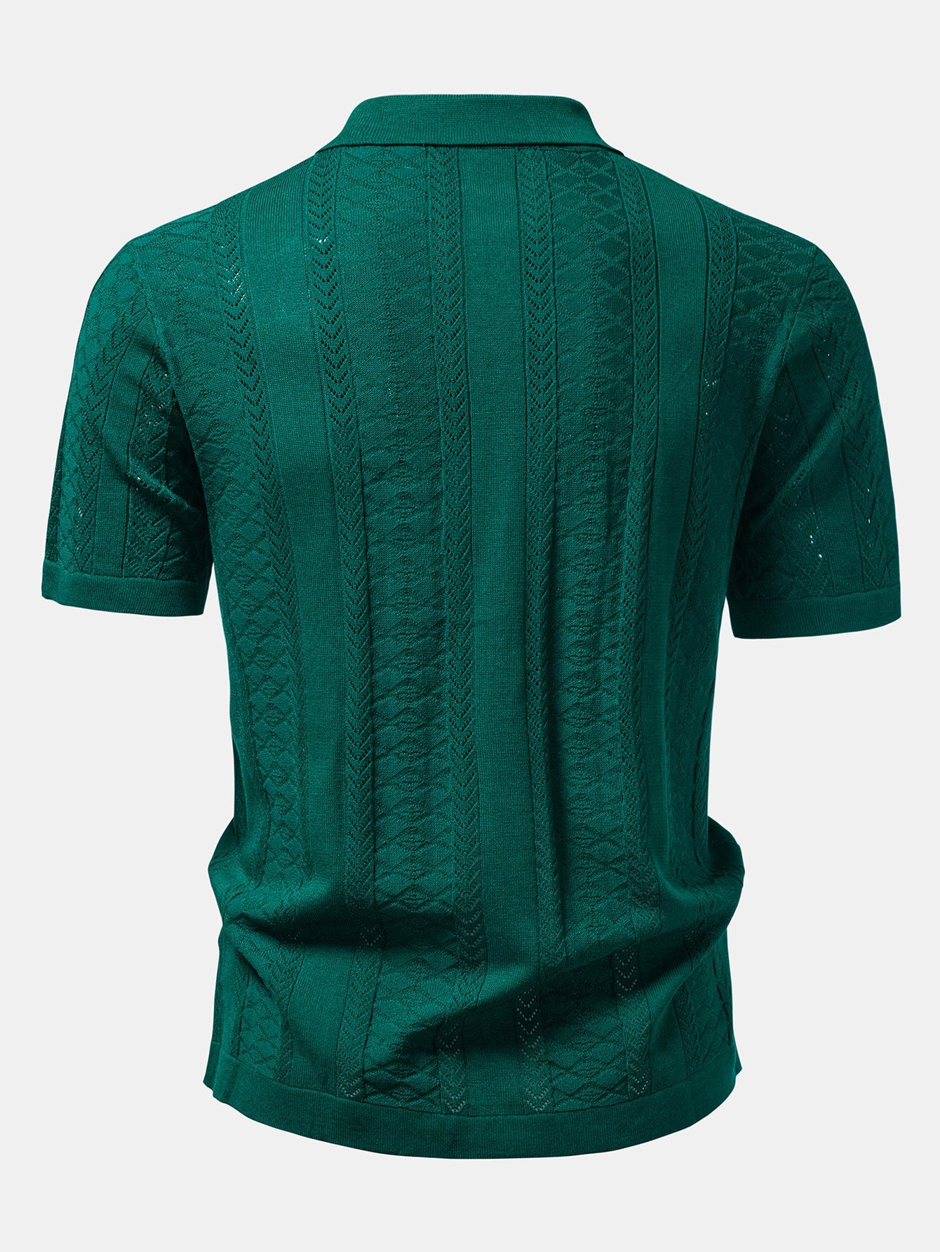 Texturiertes Jacquard Offenes Strickhemd & Gerade Beinform Leinenhose