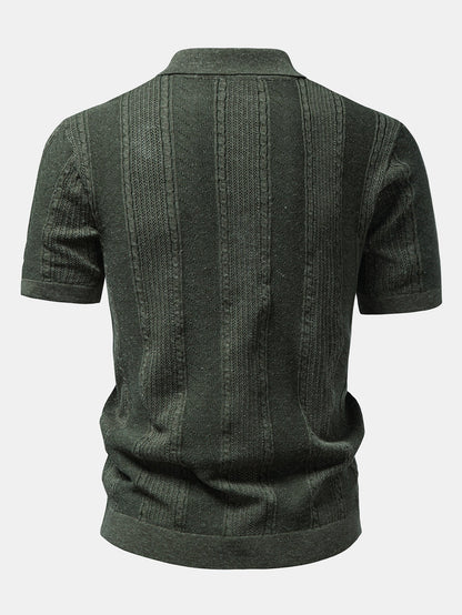 Leinentexturiertes Strickhemd & Slim Fit Tapered Hose