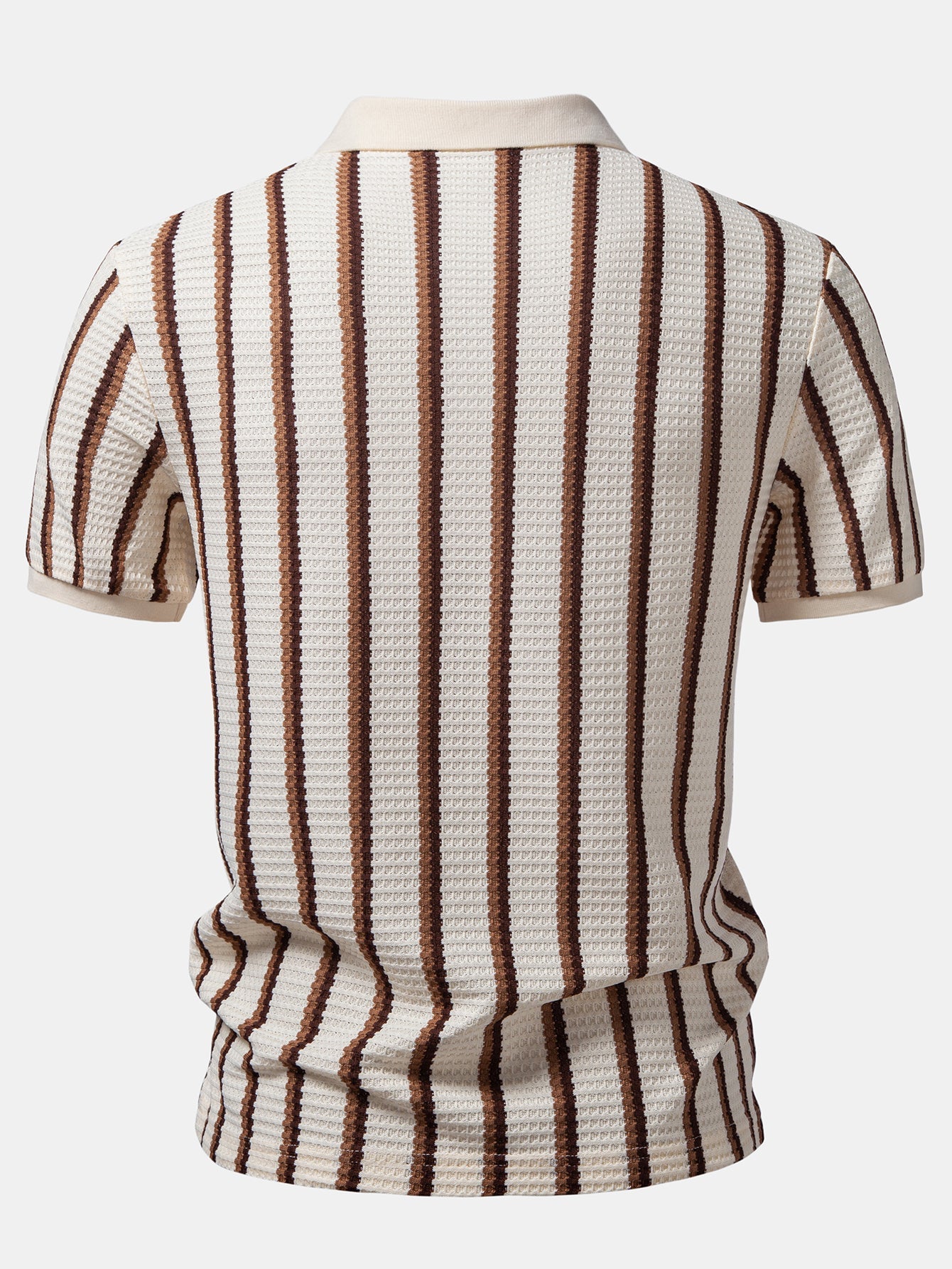 Waffle Stripe Johnny-Kragen Polo & Gerade Bein Leinenhose