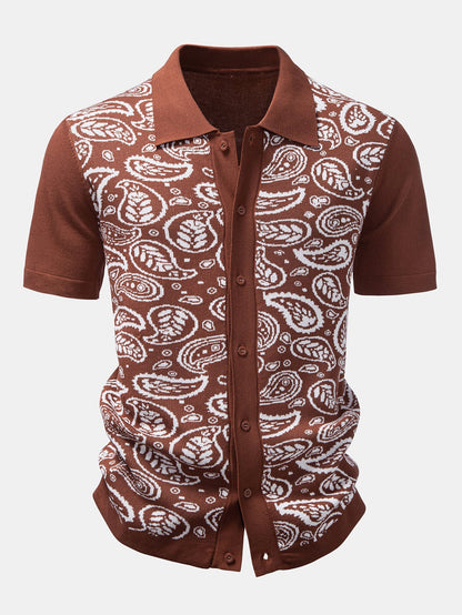 Paisley Knopf-Down Strickhemd & Strickshorts