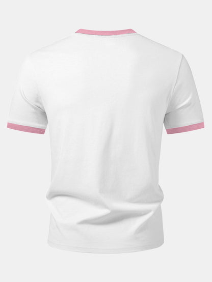 Aquarell Hibiskus Druck Kontrast Ringer T-Shirt & Schwimmshorts