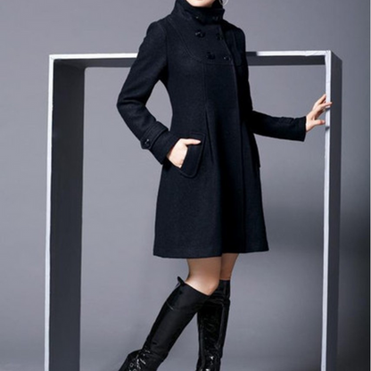 AlpenNord™ | Langer Damenmantel mit Knöpfen