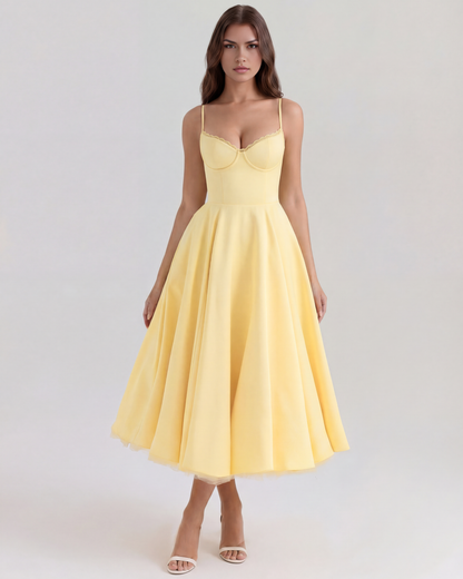 Midi-Kleid mit Korsett und vollem Rock
