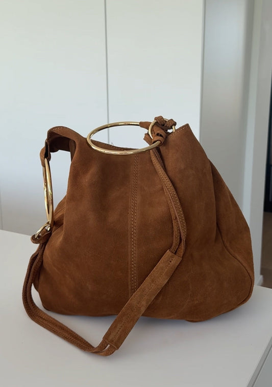 SUEDE SHOPPER COGNAC