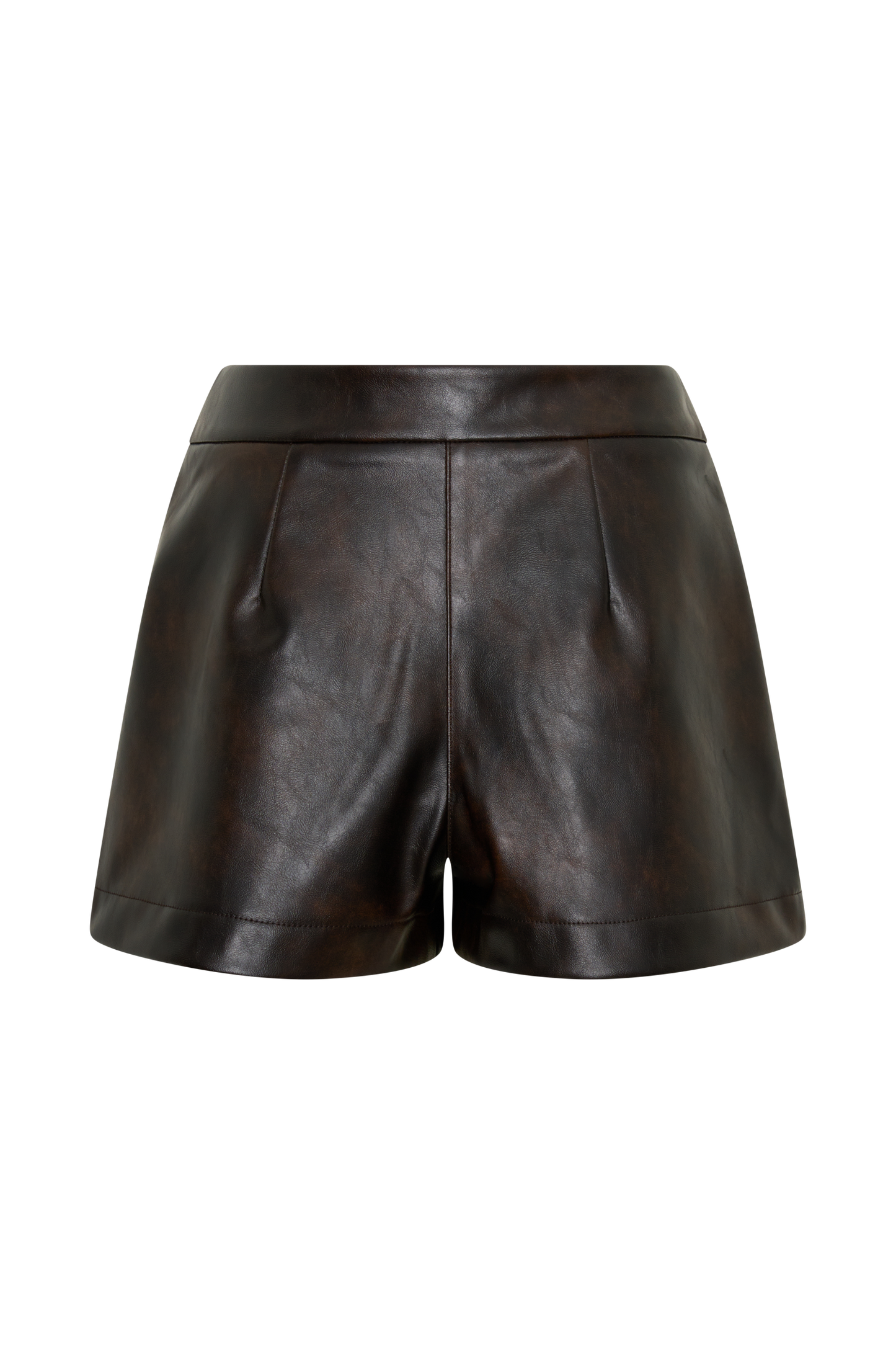 Adaline Kunstleder Hohe Taillen Shorts - Dunkle Schokolade