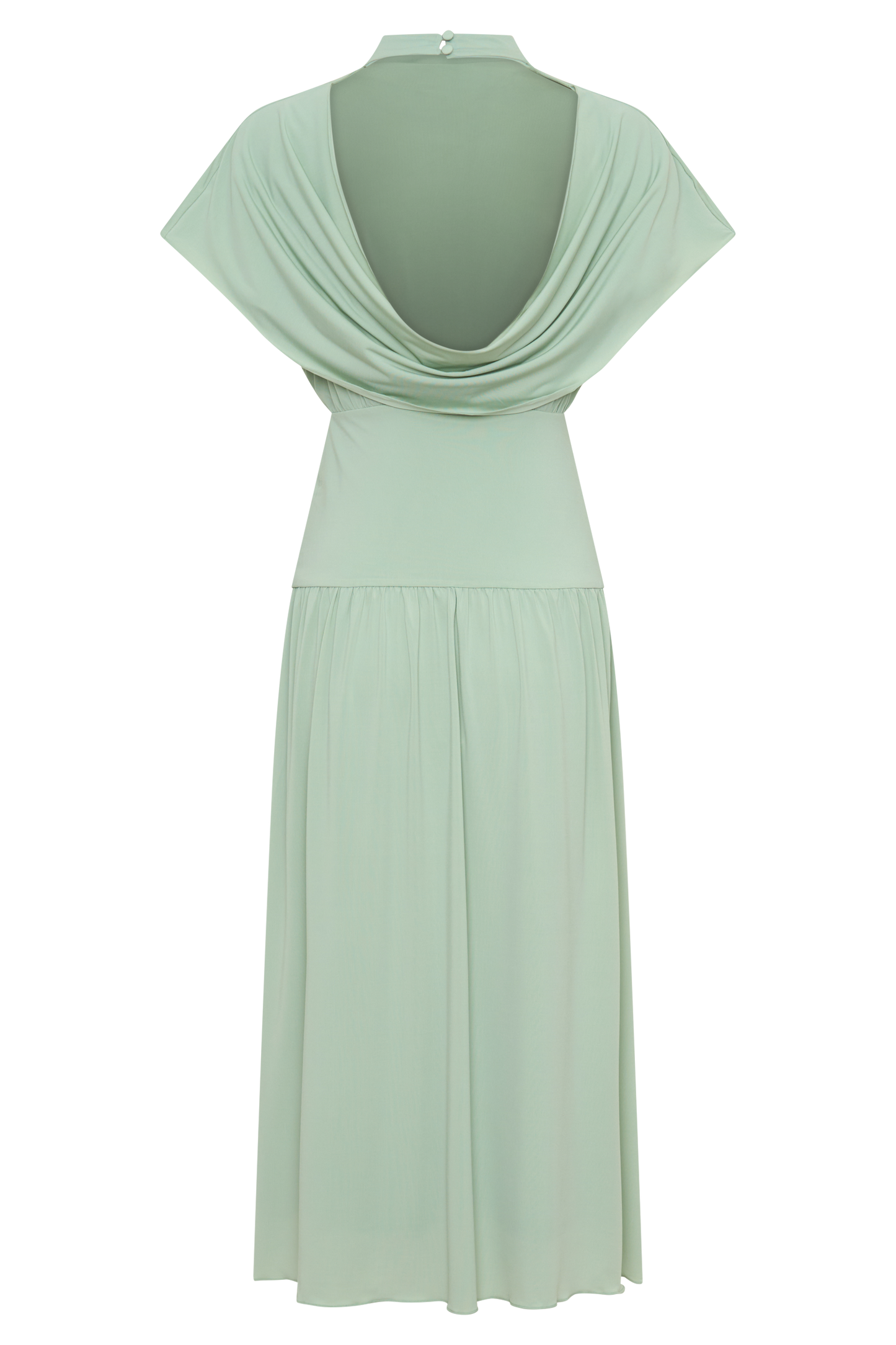 Ailla Hoher Hals Cowl Midi Kleid - Aqua Grau