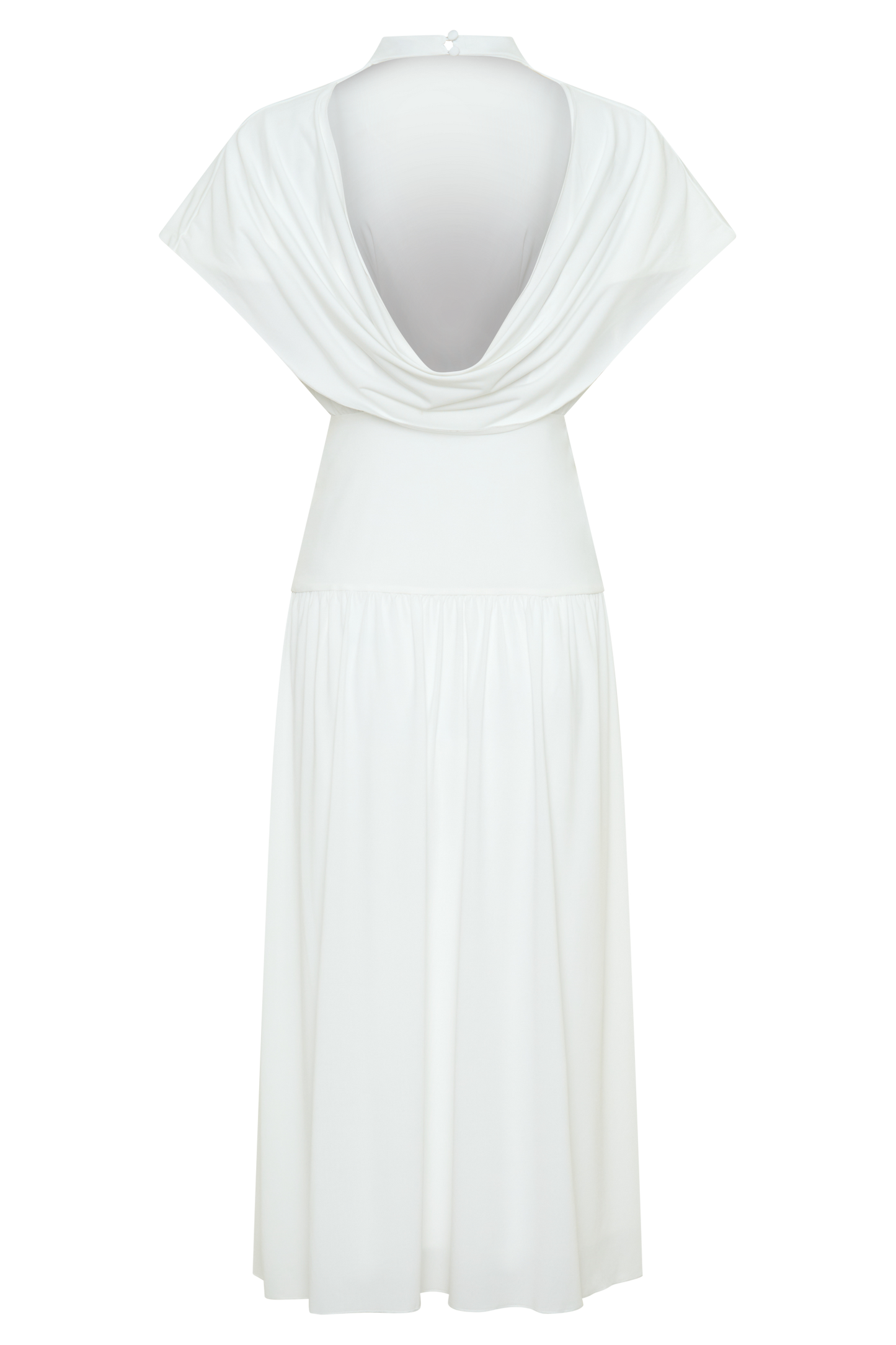 Ailla Hochkragen Cowl Midi Kleid - Weiß